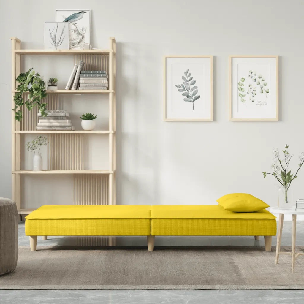 Divano Letto Giallo Chiaro in Tessuto 351904