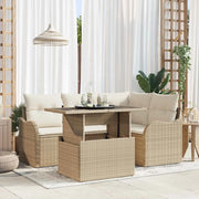 Set Divano da Giardino 5 pcs Beige Rattan in Polipropilene 3357194