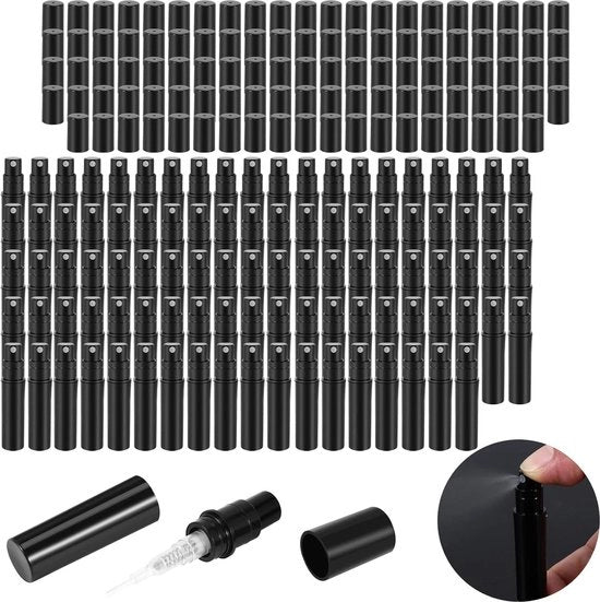 100 pezzi - 2 ml flacone di plastica nero per profumo - diffusore a spruzzo - flacone per profumo
