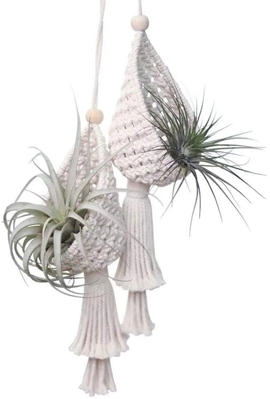 Decorazione Macramé per Piante, Appoggio per Piante con Luce, Hanger Macramé per Interni e Esterni (Stile A), 2-Pack