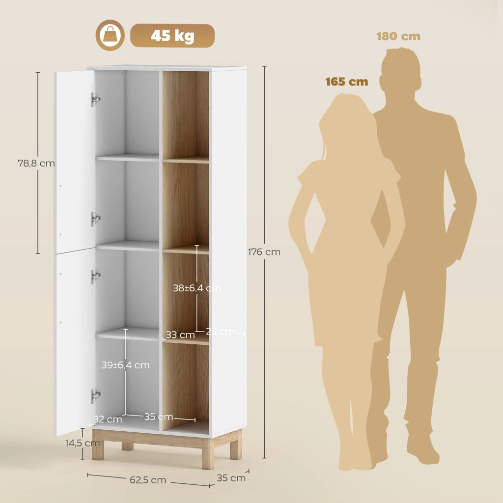 Libreria 176 cm ¨C Xylo ¨C 4 ripiani aperti 2 ante MDF bianco