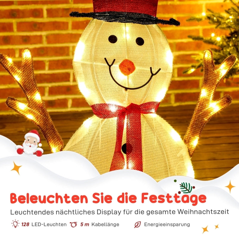 Famiglia di pupazzi di neve natalizi in 3 pezzi, decorazione per esterni, luci a LED, picchetti da terra, impermeabile, acciaio, poliestere, bianco
