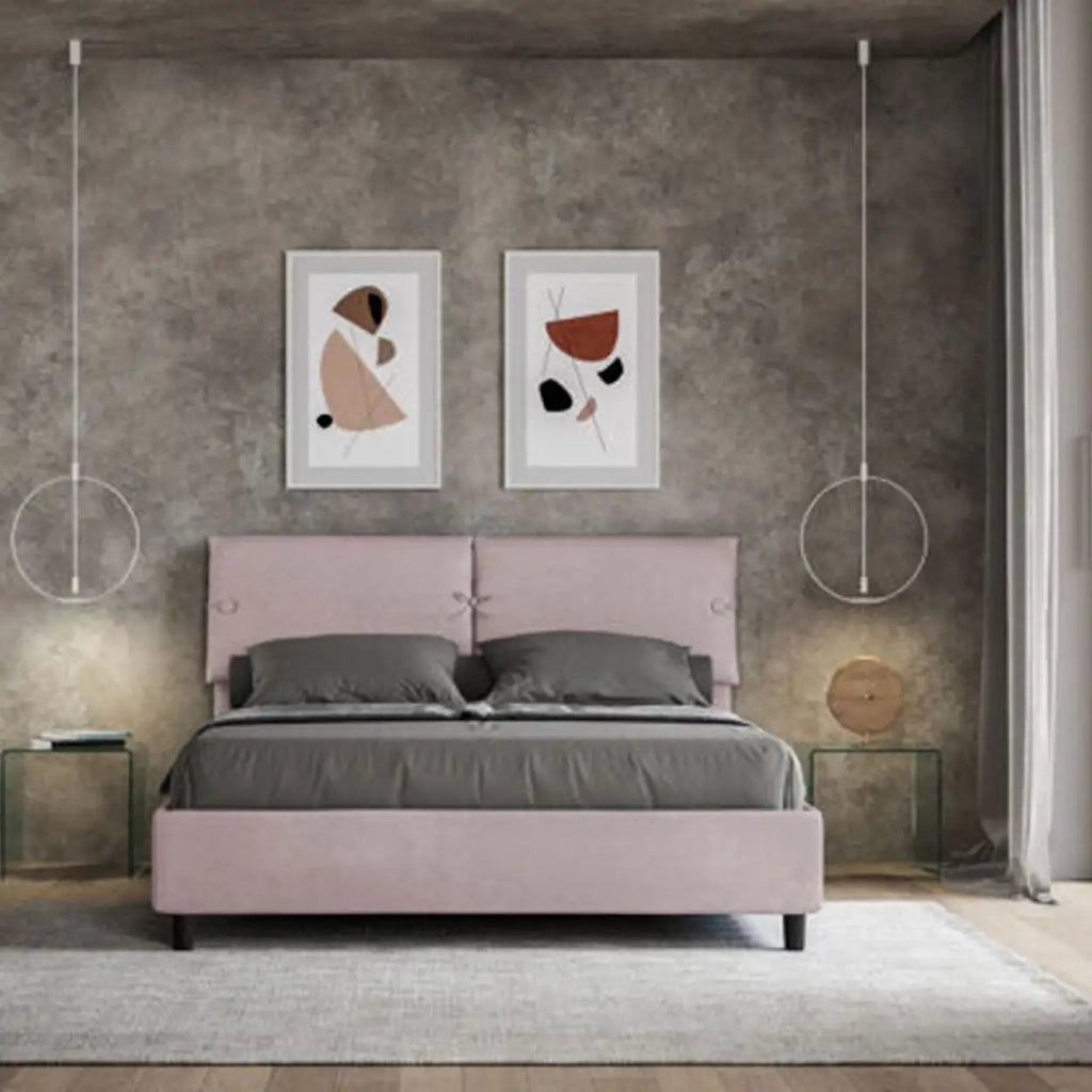 Letto matrimoniale senza rete imbottito 160x200 microfibra glicine Sleeper