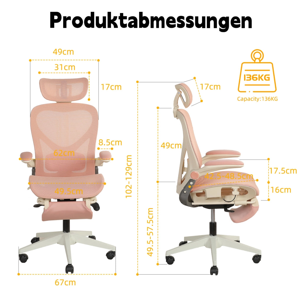 Sedia da ufficio ergonomica pieghevole ¨C Minimal ¨C rosa