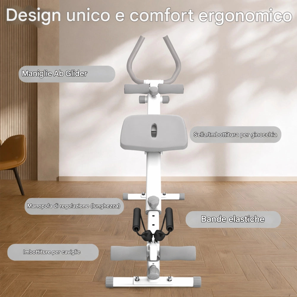 AB Machine Grigio Attrezzo Fitness per Addominali Multiuso Pieghevole Vogatore