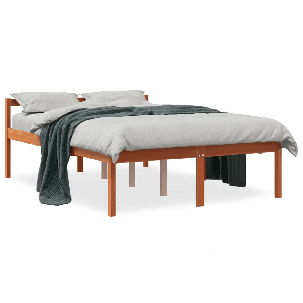 Letto per Anziani Marrone Cera 140x200cm Legno Massello di Pinocod mxl 87448