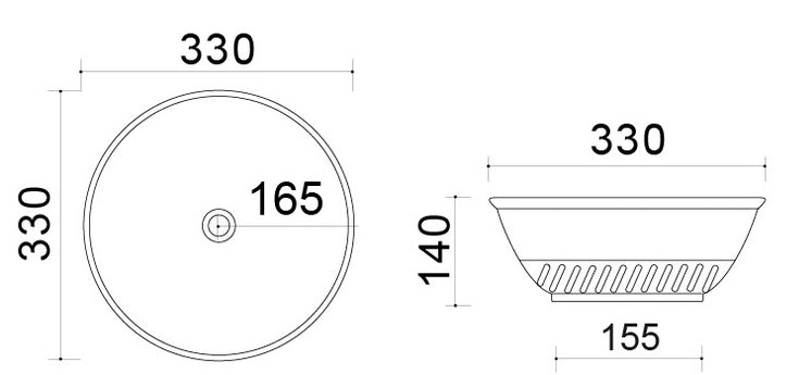 Lavabo d'appoggio d.33 slim in ceramica mod. 04 - Bianco