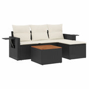 Set Divani da Giardino 5 pz | Set Salotto da Giardino con Cuscini in Polyrattan Nero