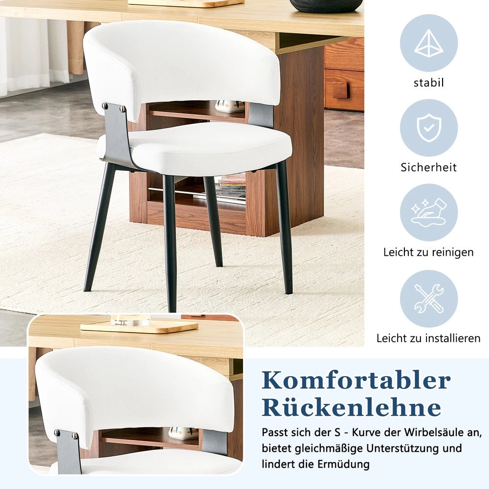 Sedie da Pranzo Set 2 Pezzi Stile Retro ¨C MINIMAL ¨C Similpelle, Braccioli, Gambe in Metallo