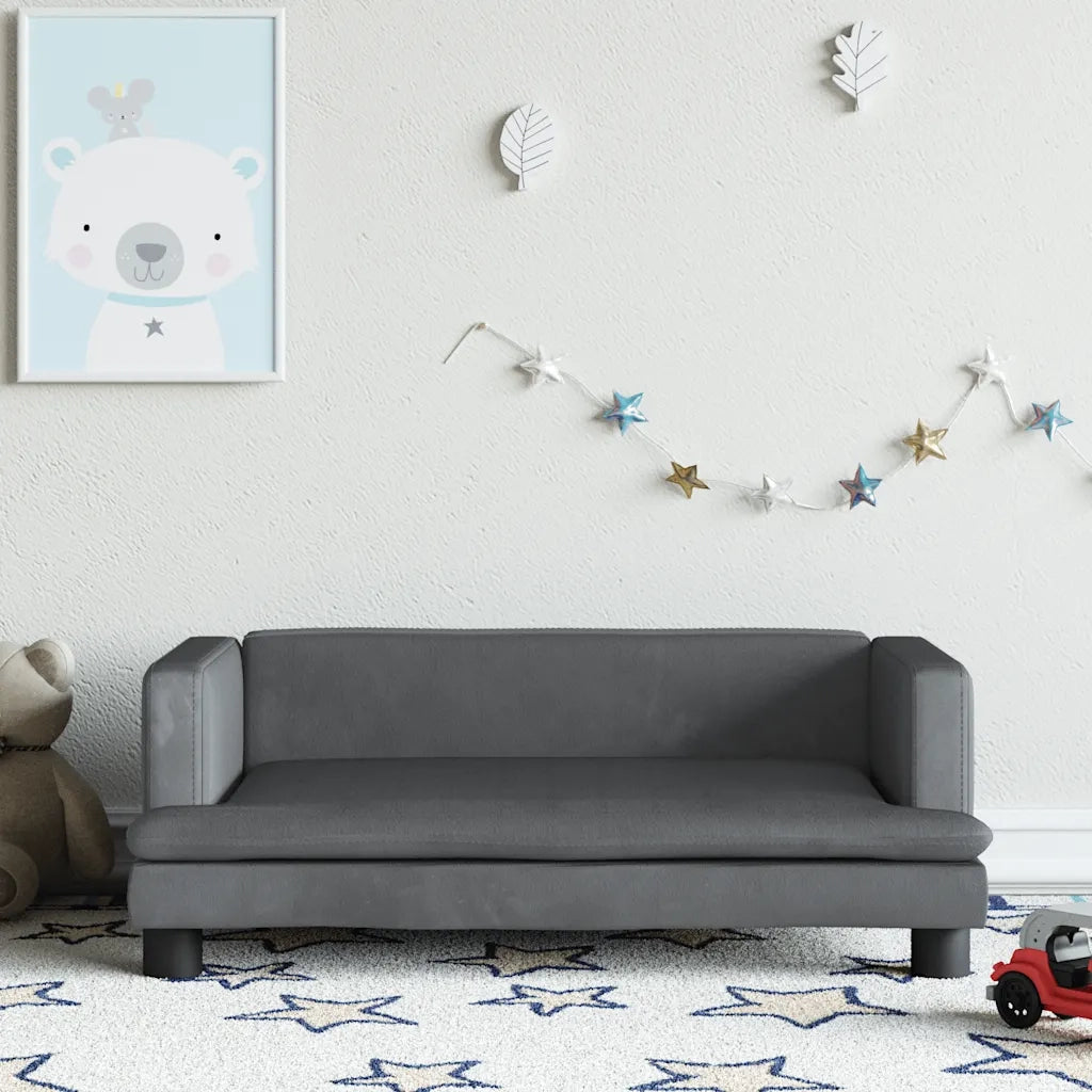 Divano per Bambini-Sofa-Divanetto Grigio Scuro 80x45x30 cm in Velluto