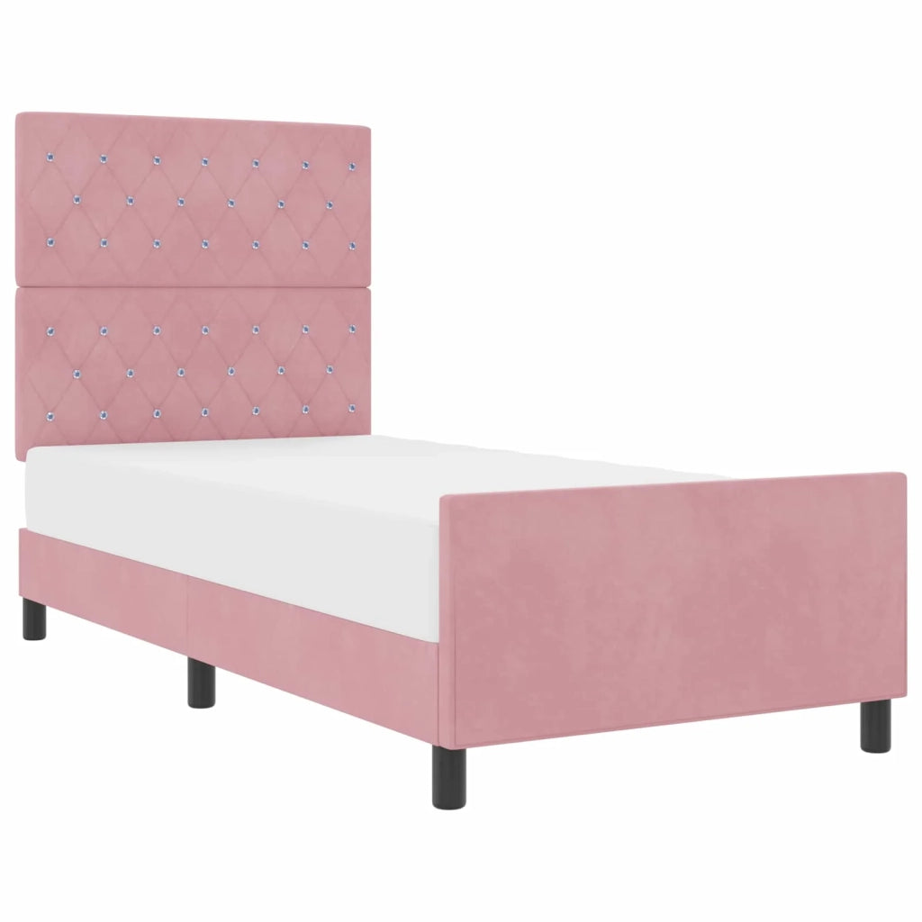 Letto a molle con testiera Rosa 90 x 190 cm Velluto 3344848