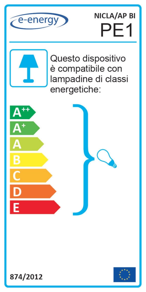 Applique 1xE14 Montatura Verniciata Bianco E-Energy Nicla