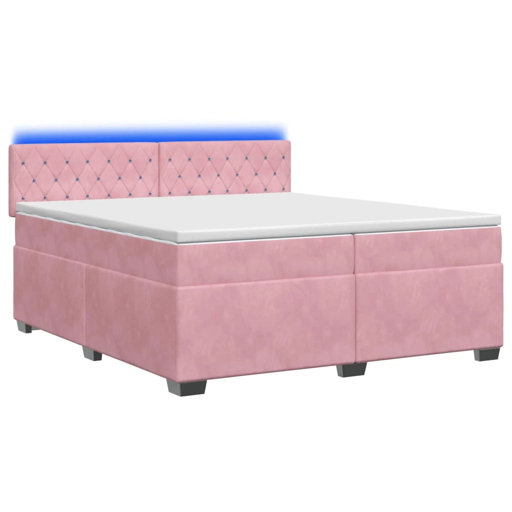 Letto con Box Spring, Materasso e LED Rosa 200 x 200 cm Velluto 3452245