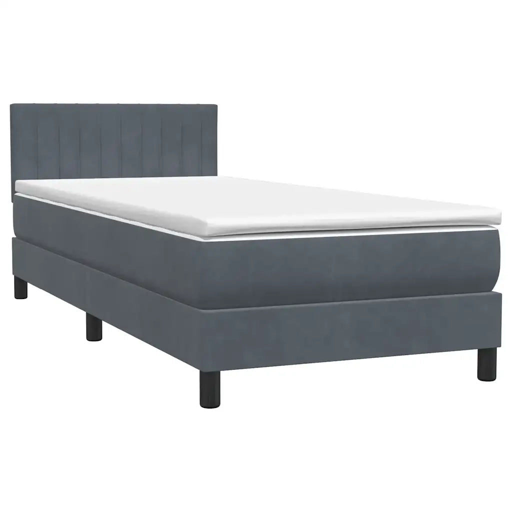 Letto a Molle con Materasso e LED Grigio Scuro 80x220 cm Velluto 3317098