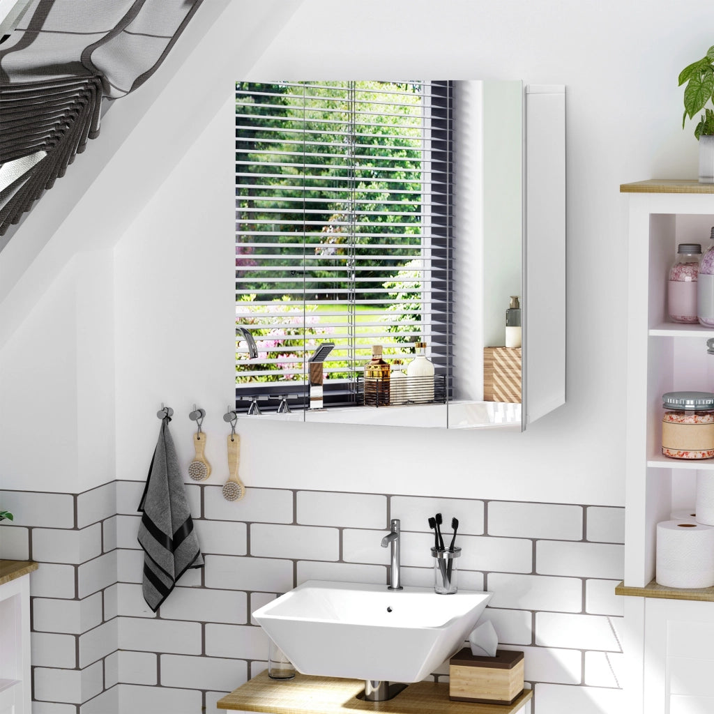 Mobile Bagno con Specchio e 3 Ante ¨C Minimal ¨C Bianco 70x15x60cm