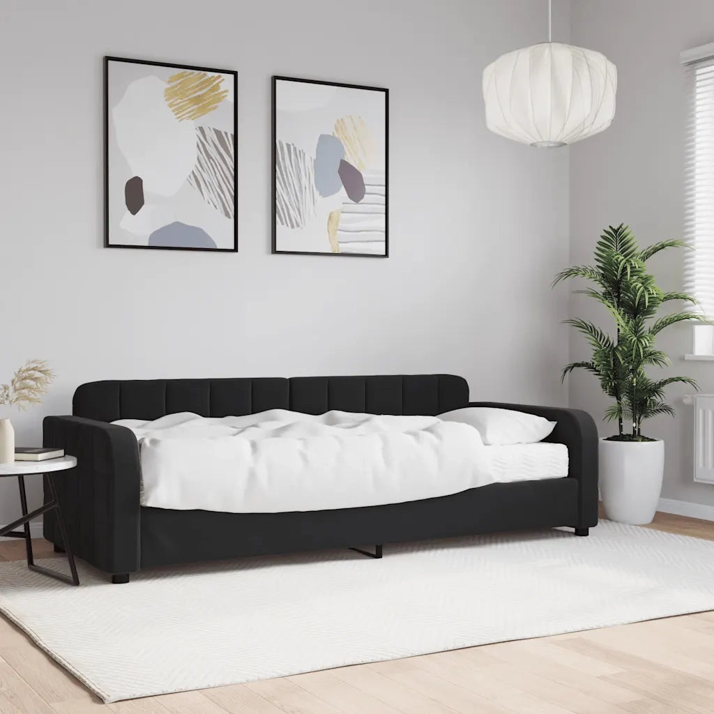 Divano letto | Sof¨¤ letto | Letto singolo con Materasso Nero 80x200 cm in Velluto