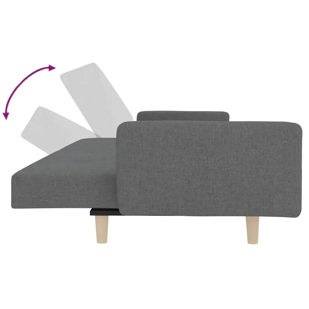 Divano letto | Sof¨¤ letto | Letto singolo a 2 Posti con 2 Cuscini Grigio Chiaro in Tessuto