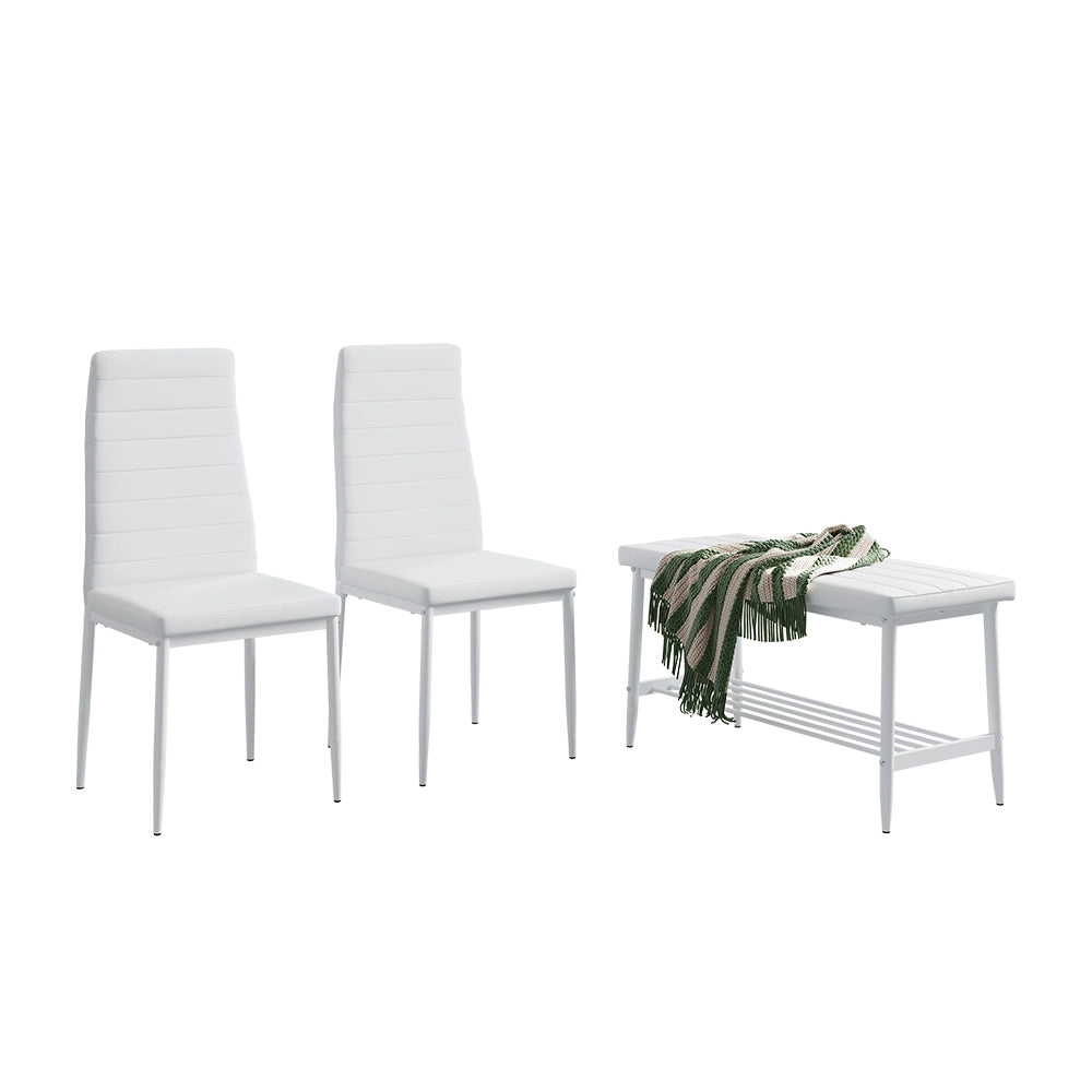 Vicco Panca e sedia Bianco 85 x 46.5 cm Set da 3 pezzi