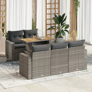 Set Divano da Giardino 6 pz con Cuscini Grigio in Polyrattan 3326993