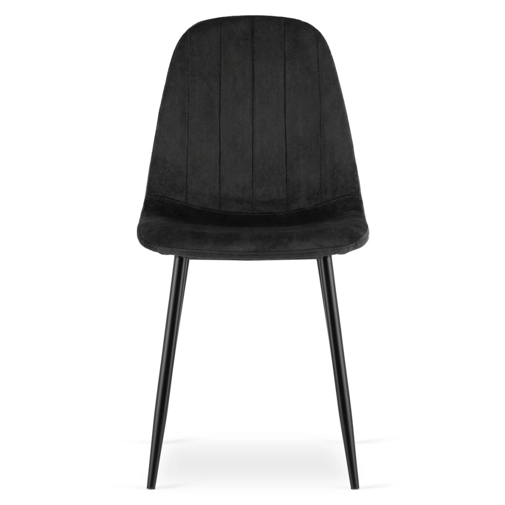 Sedia Padva in velluto nero con gambe in metallo