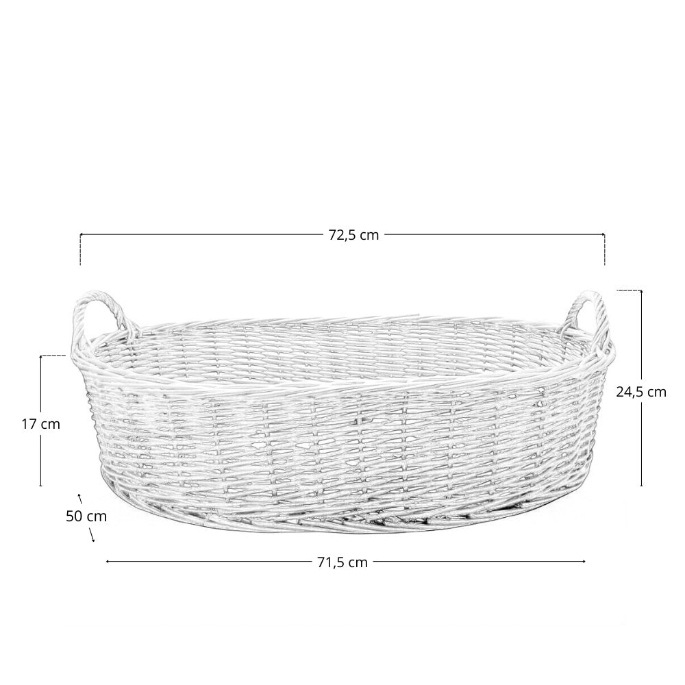 Cesta contenitore ovale vimini intrecciato a mano manici cm 72,5x50x24,5