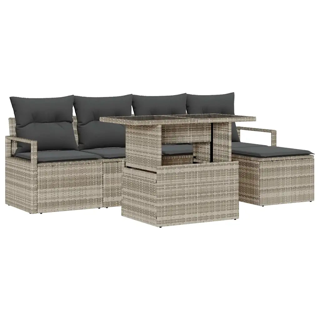 Set Divano da Giardino con cuscino 6 pcs Grigio chiaro