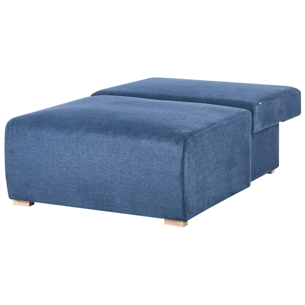 Modulo sedia Tessuto blu Sedia letto a 1 posto con schienale ribaltabile e contenitore