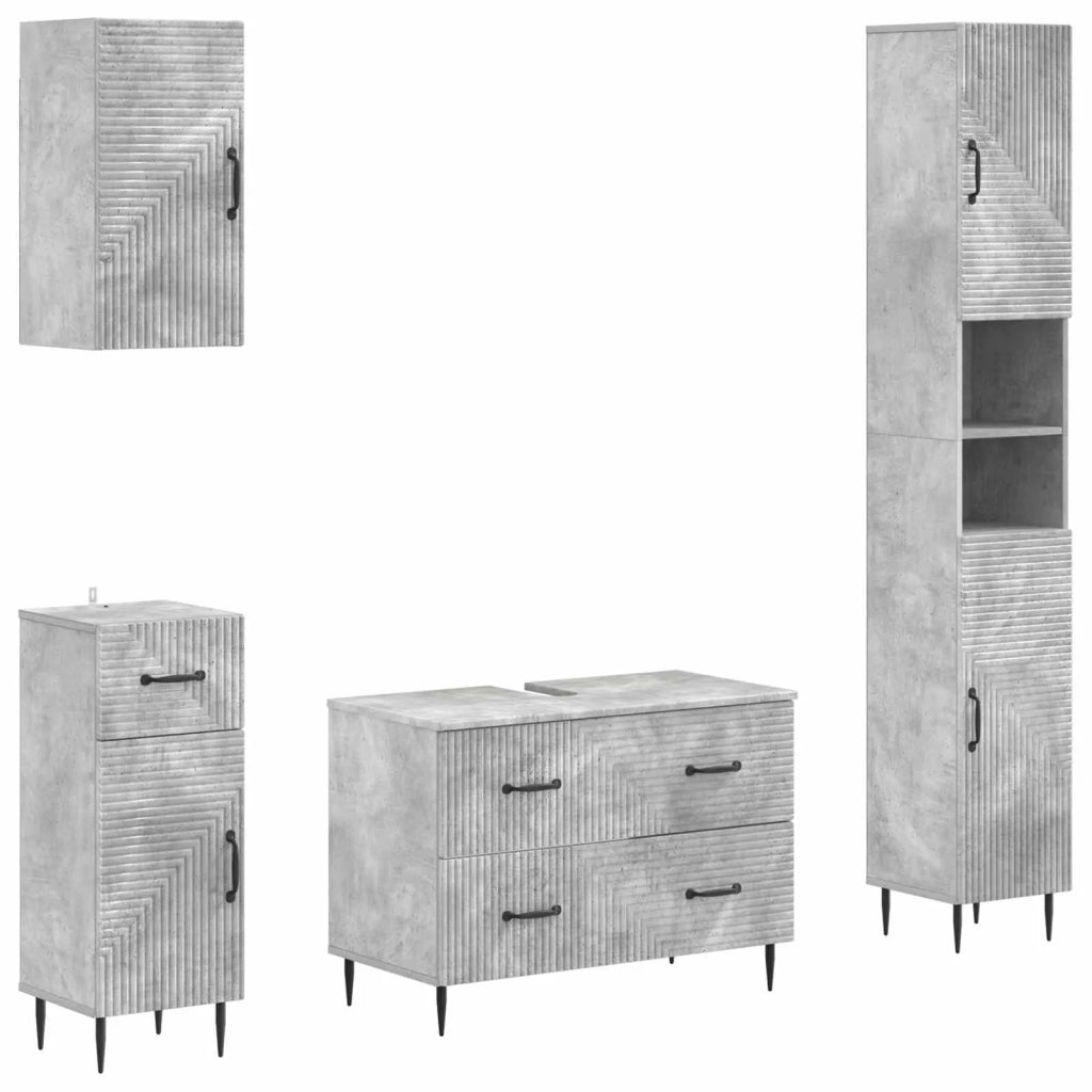 Set di Mobili da Bagno da 4 Pezzi HAARLEM Grigio Cemento 3417939