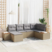 Set Divano da Giardino con cuscino 6 pcs Beige polyrattan