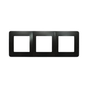 Cornice tripla nera in PC per presa e interruttore 225x83 mm