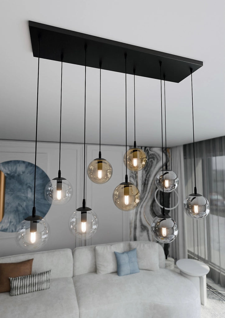 Lampadario Emibig Cosmo 9 luci E14 nero multicolor