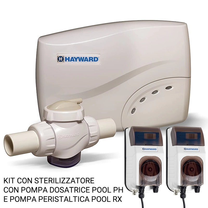 Kit Sterilizzatore Salt & Swim 3c Con Pompa Dosatrice Pool Ph E Pompa Peristaltica Pool Rx Hayward Per Piscine Fino A 110 Mc