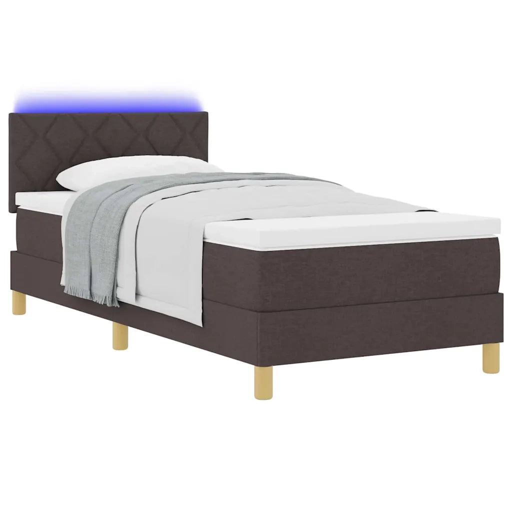 Letto a Sorgente LED Marrone Scuro 90 x 200 cm Tessuto 3342488
