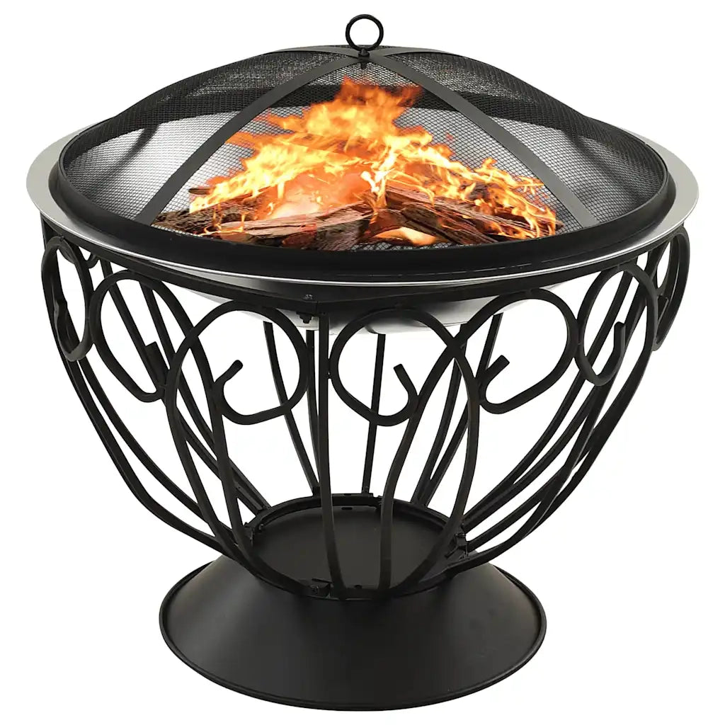 Braciere e Barbecue 2in1 e Attizzatoio 59x59x60 cm Acciaio Inox 313360