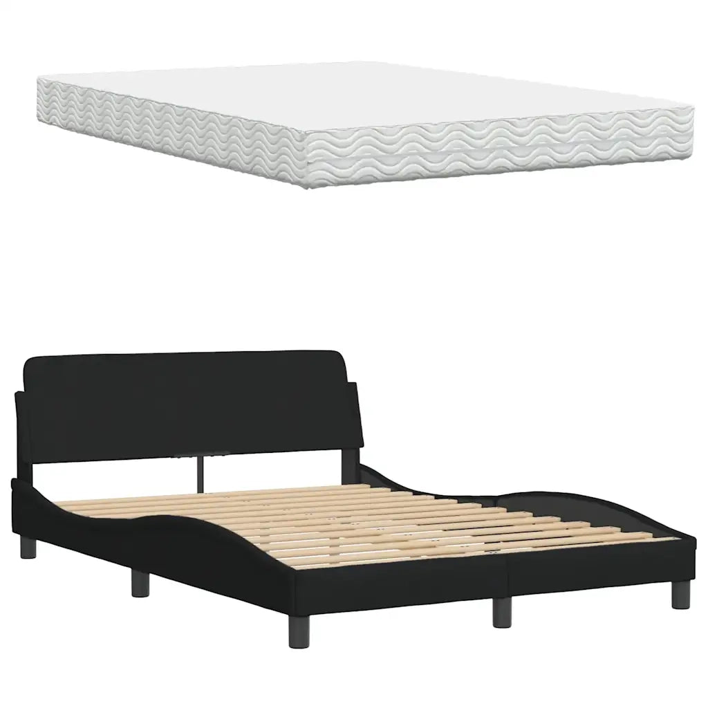 Letto con Materasso Nero 120x200 cm in Tessuto 3310729