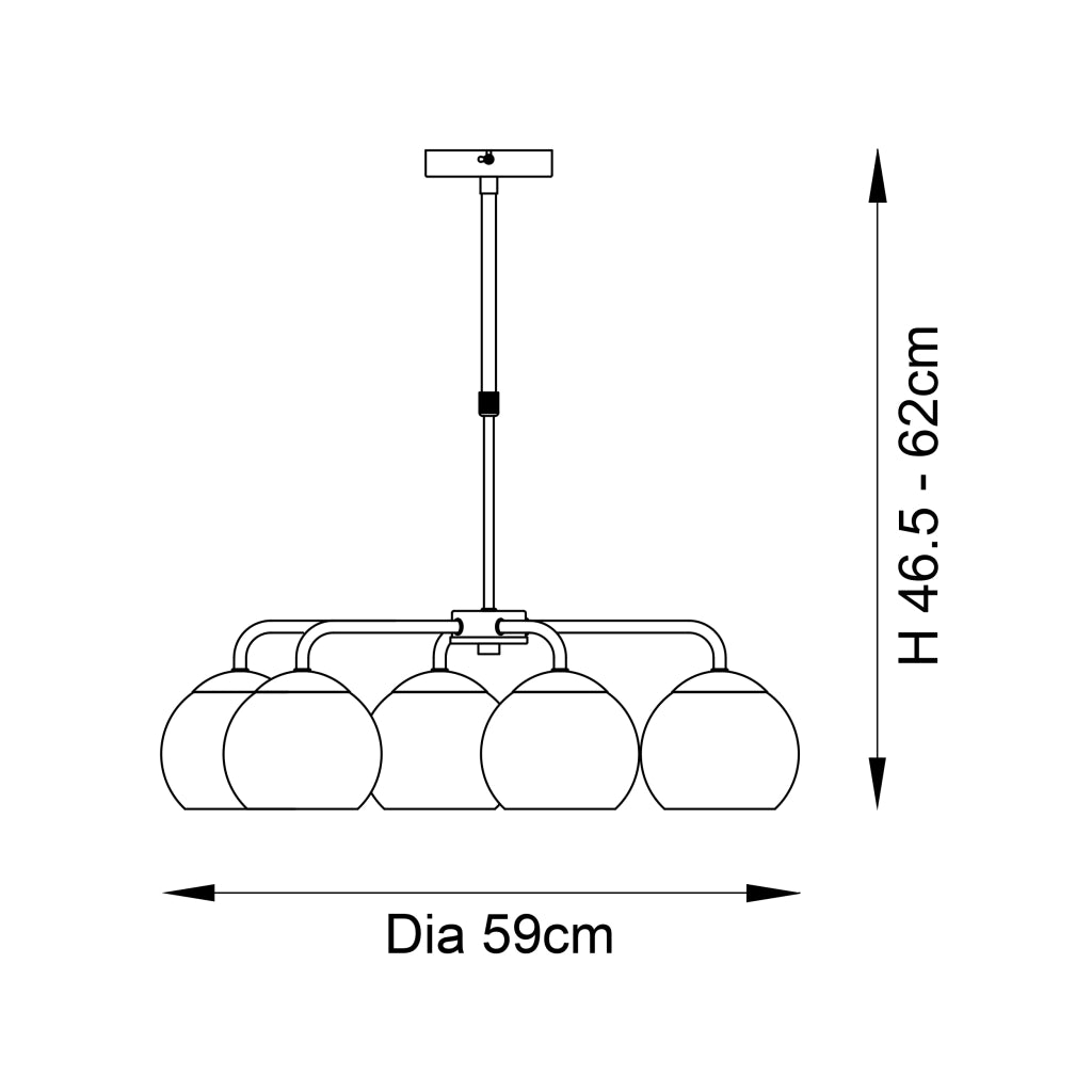 Lampadario DIMPLE Endon cromato 5 luci E14 vetro fumo