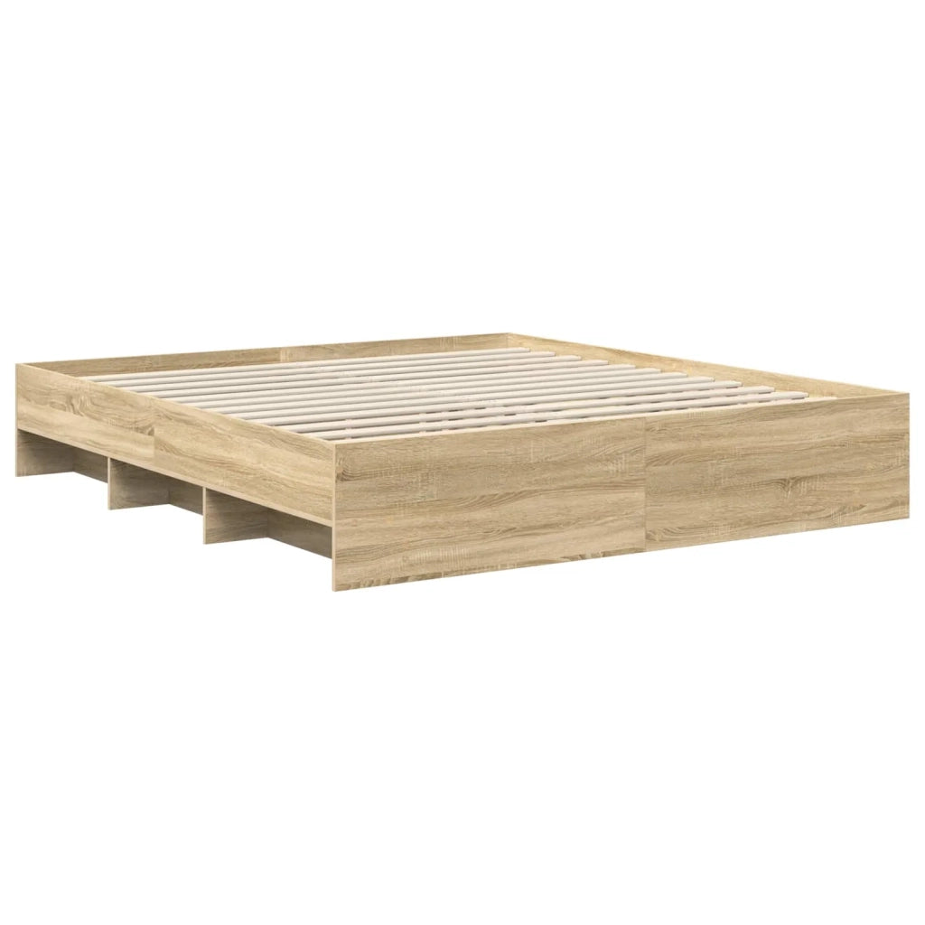 Letto matrimoniale | Letto per adulti | Struttura del letto con testiera Rovere Sonoma 200 x 200 cm