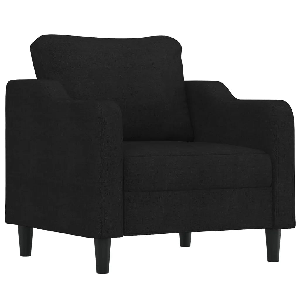 Set Divani 3 pz con Cuscini Nero in Tessuto