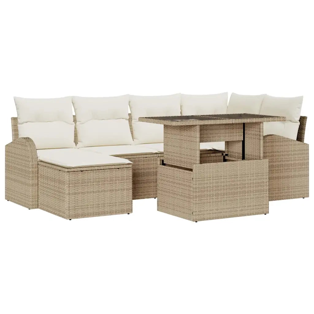 Set Divano da Giardino con cuscino 7 pcs beige e panna 3348677