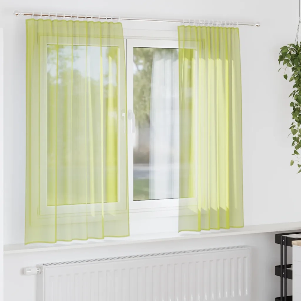 Tende in Voile con Tasche per Aste 2 pz Verde Mela