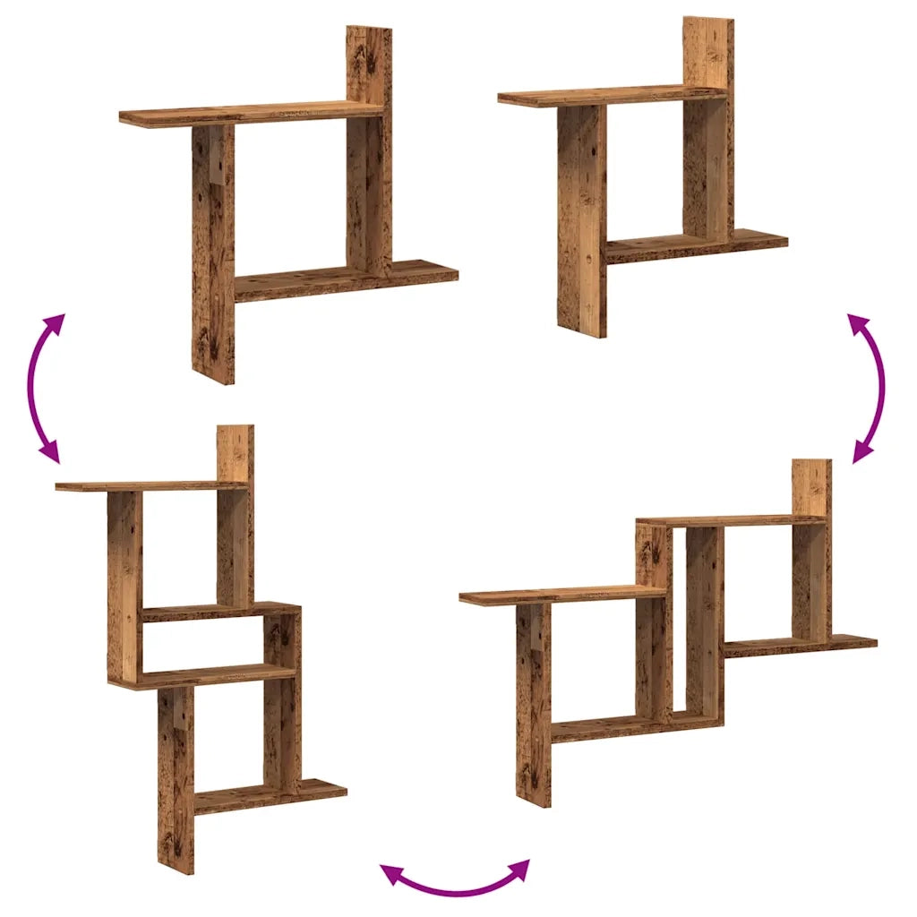 Mensole da Parete 2pz Legno Vecchio 50x12x50 cm in Truciolato 853261