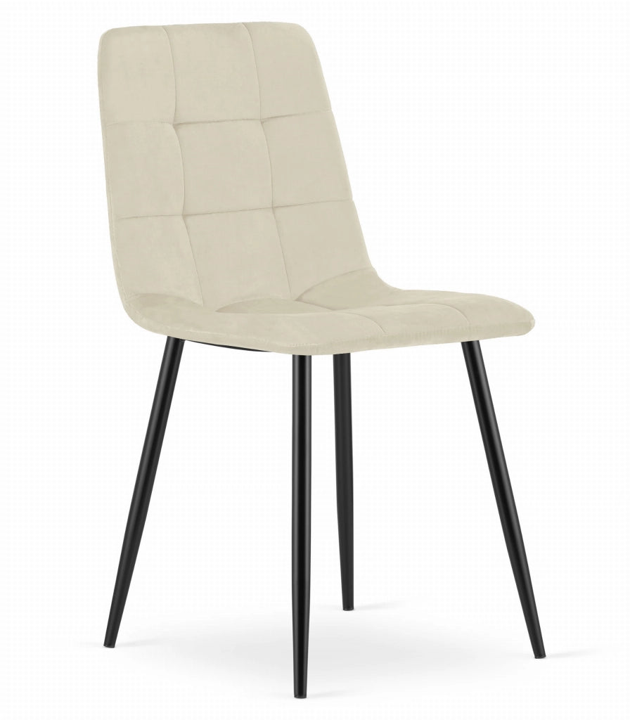 Sedia VALORA KARA - Moderna in velluto beige con gambe nere x 3