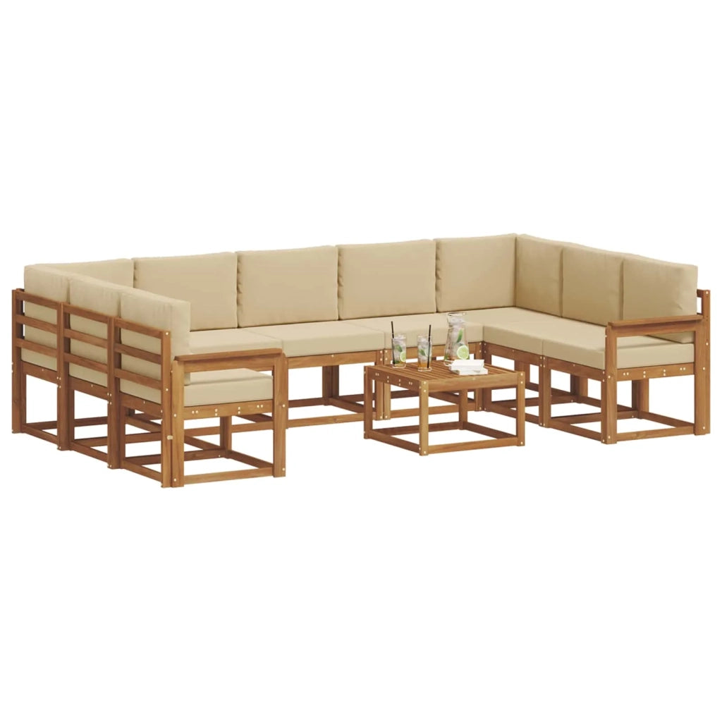 Set di divani da esterno con cuscino 10 pcs Naturale e Beige 3367011