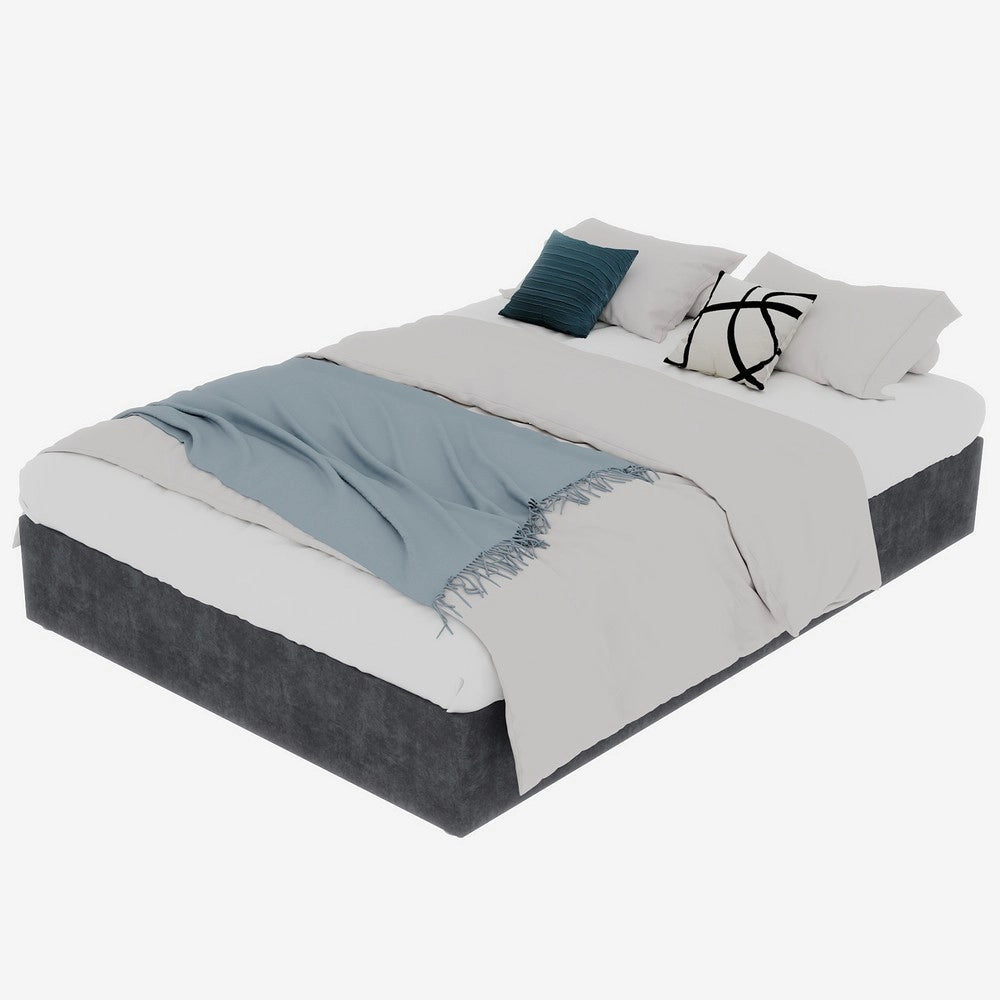 Letto Contenitore Imbottito ¨C MINIMAL ¨C Velluto Grigio 140x200 cm