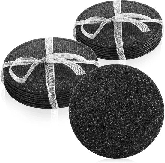 Ottanti in plastica per bicchieri - Onderzetters in plastica lucida per tavolo - Onderzetters in plastica per bicchieri Ø 10cm (8 pezzi - nero)