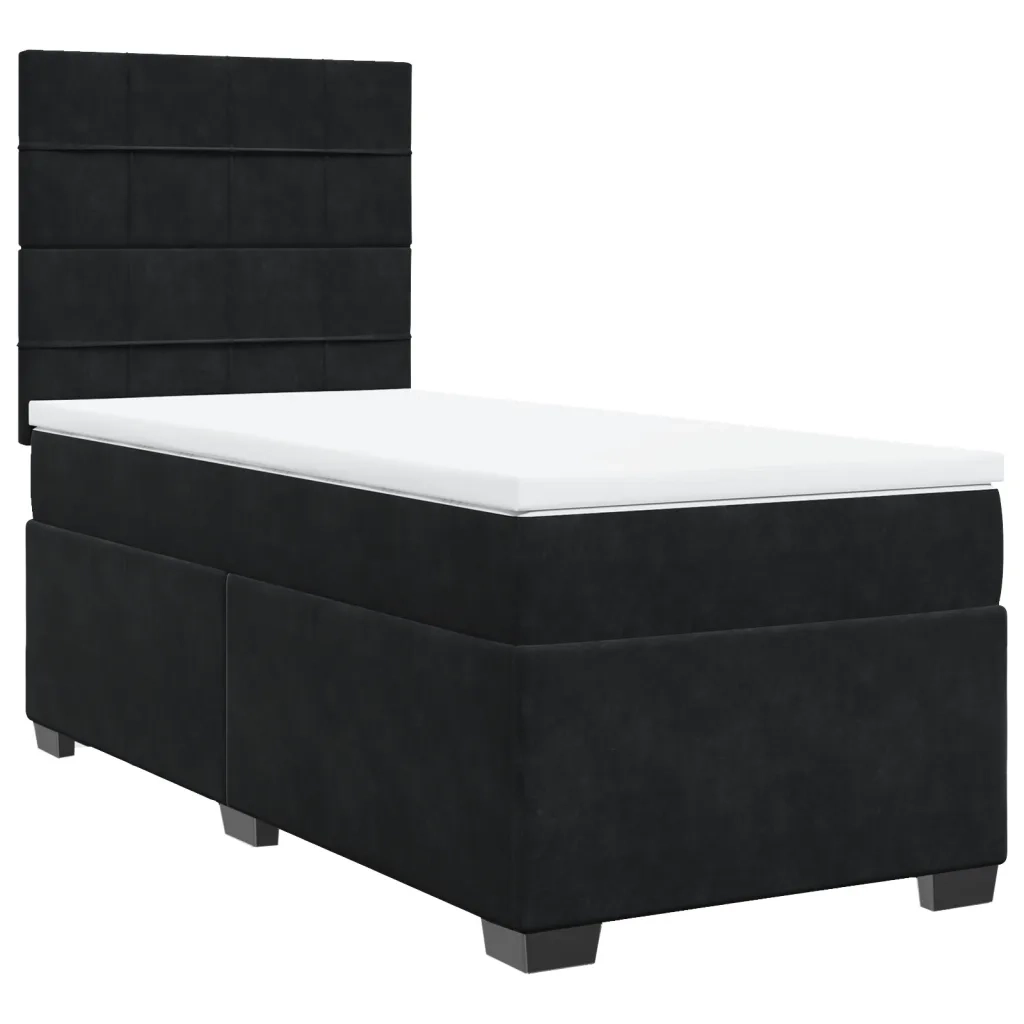 Giroletto a Molle con Materasso Nero 80x200 cm in Velluto