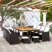 Set da Pranzo da Giardino 13 pz Polyrattan e Legno Acacia Nero