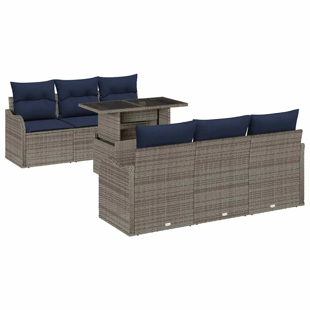 Set Divano da Giardino 7 pz Grigio polyrattan 3348391