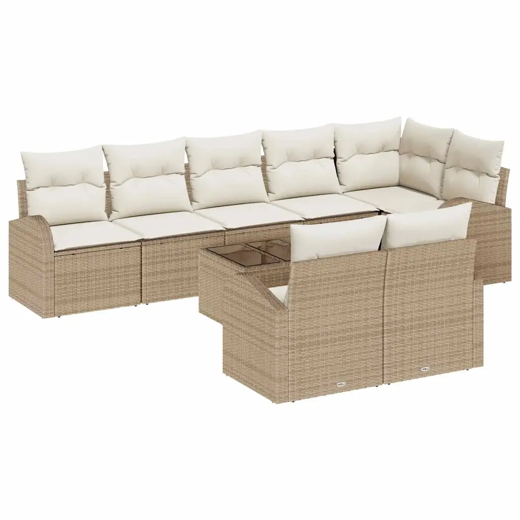 Set Divano da Giardino 9 pcs Beige e Bianco polyrattan 3354770