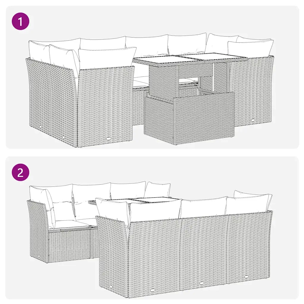 Set Divani da Giardino 7pz con Cuscini Grigio Chiaro Polyrattan 3326113